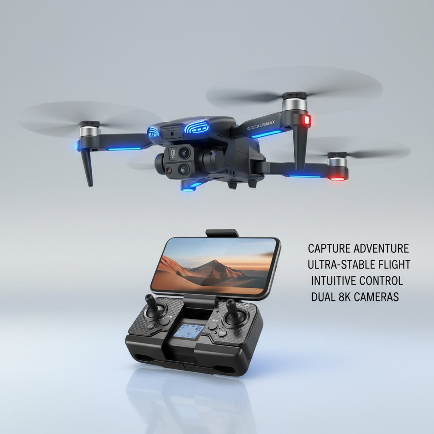 ERHIndia C18 Drone with Dual HD Camera, Matte Black Foldable Quadcopter Drone