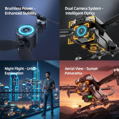 ERHIndia C18 Drone with Dual HD Camera, Matte Black Foldable Quadcopter Drone