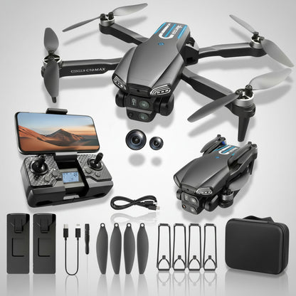 ERHIndia C18 Drone with Dual HD Camera, Matte Black Foldable Quadcopter Drone