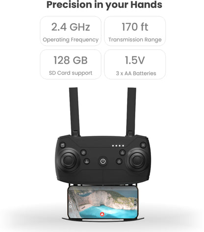 Electrobotic NABHYAN PRO Drone 1080 WHITE | WiFi HD 1080P + 720 P FPV Dual Camera Drone Drone