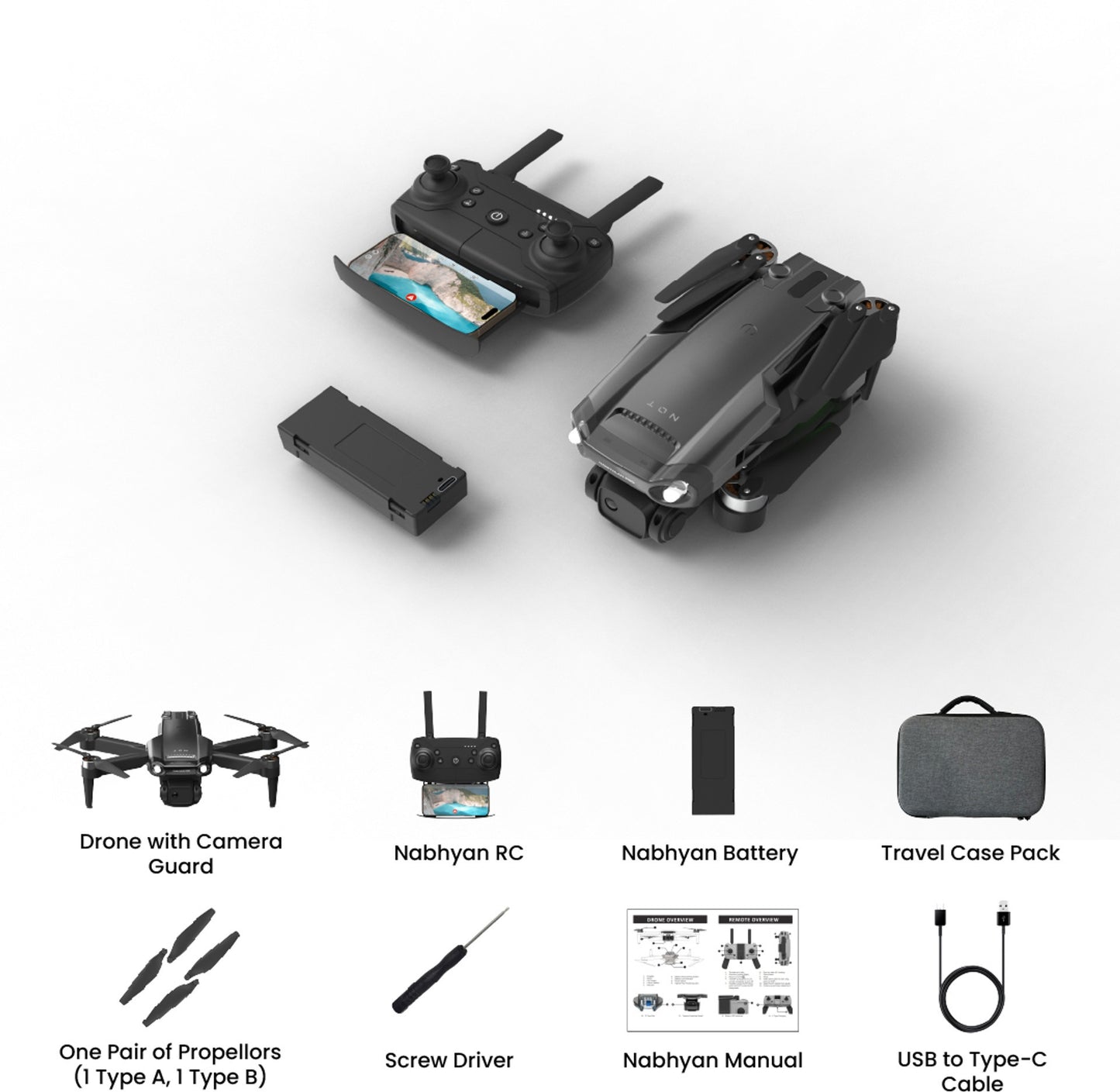 Electrobotic NABHYAN PRO Drone 1080 WHITE | WiFi HD 1080P + 720 P FPV Dual Camera Drone Drone